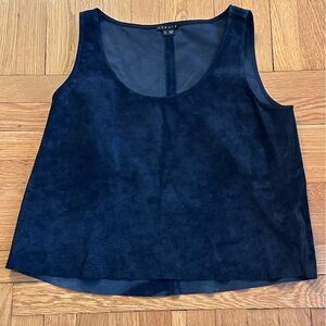 Theory Navy Blue Suede Tank Top A-Line L quiet Luxury